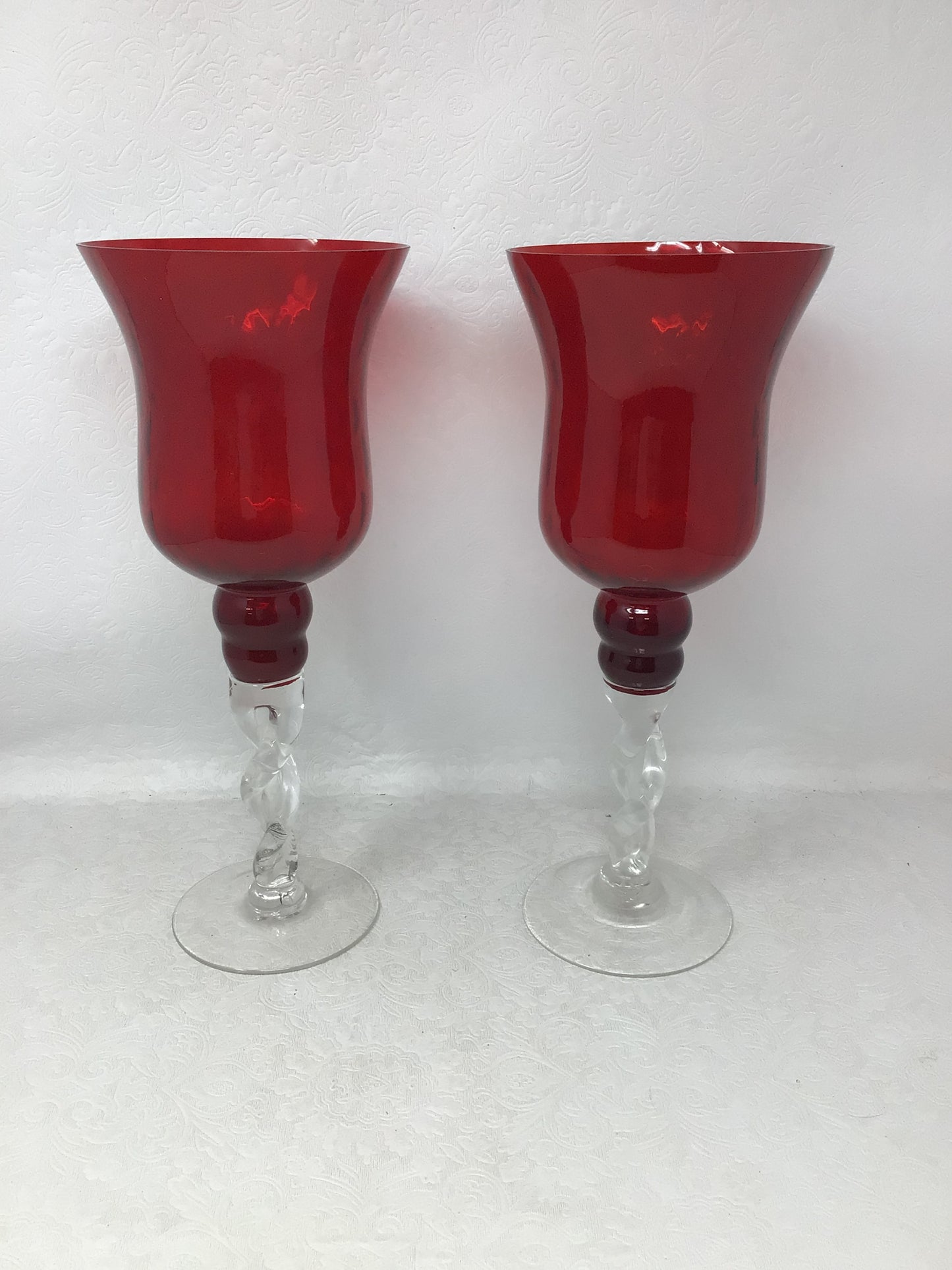 Set of 2 Red Candle Holders