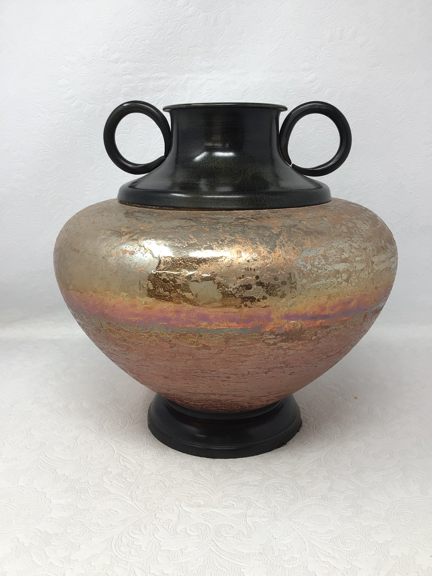 Iridescent Bronzed Handled Vase