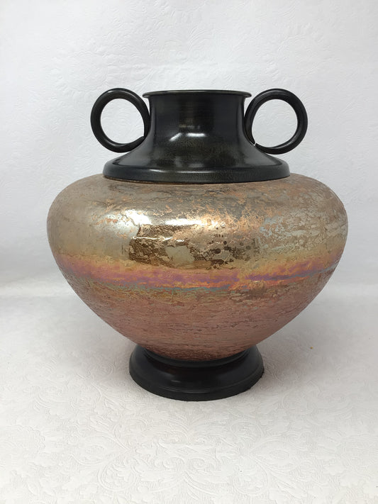 Iridescent Bronzed Handled Vase