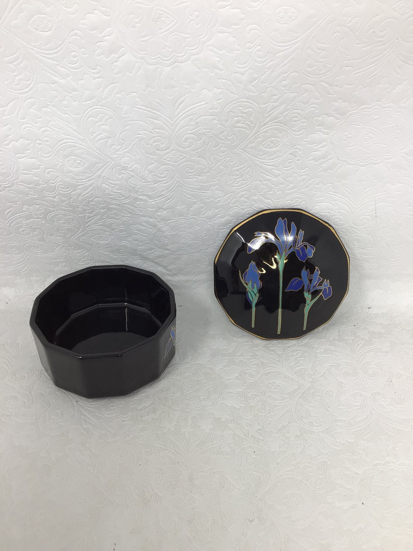 Vintage Otagiri Blue Iris Trinket Box