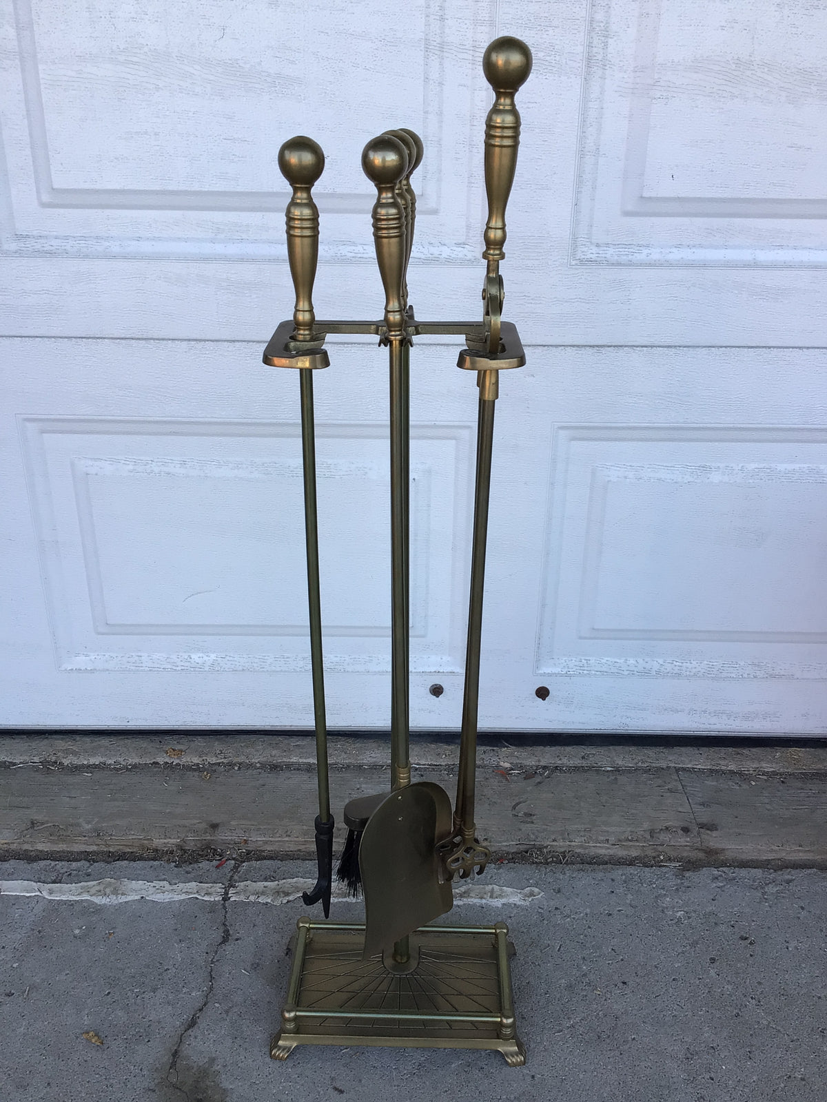 Vintage Brass Plated Fireplace Tool Set