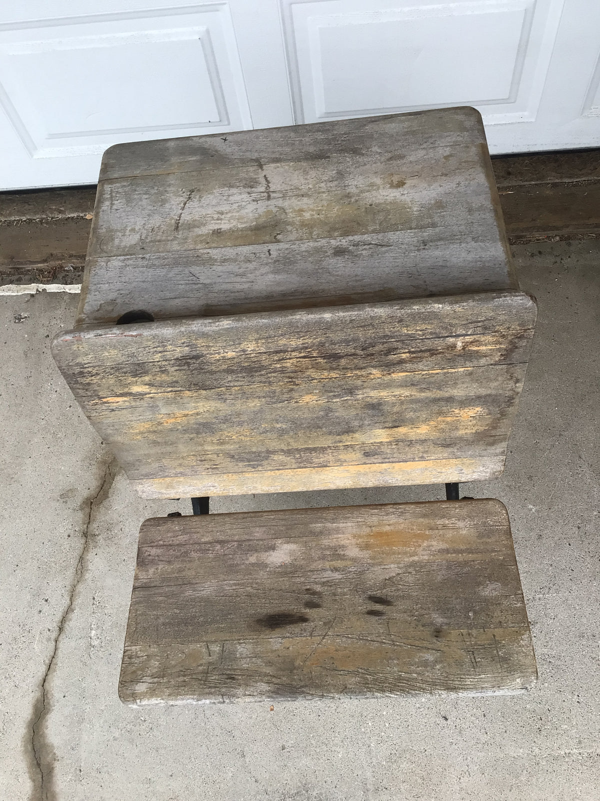 Antique School Desk with Cast Iron Legs