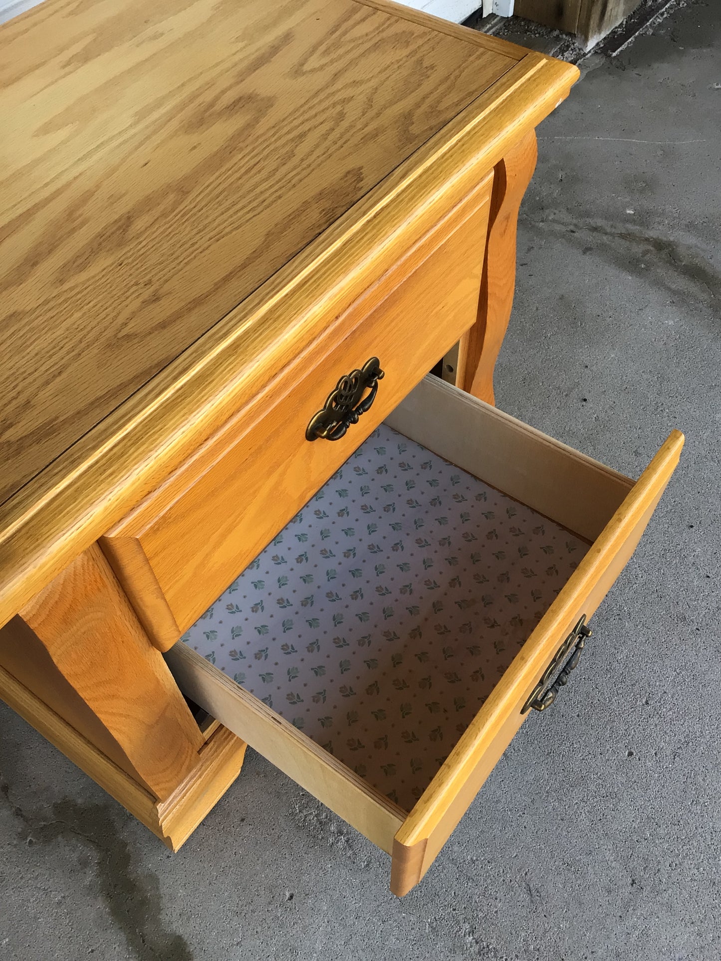 Wood Nightstand Featuring Two Drawers