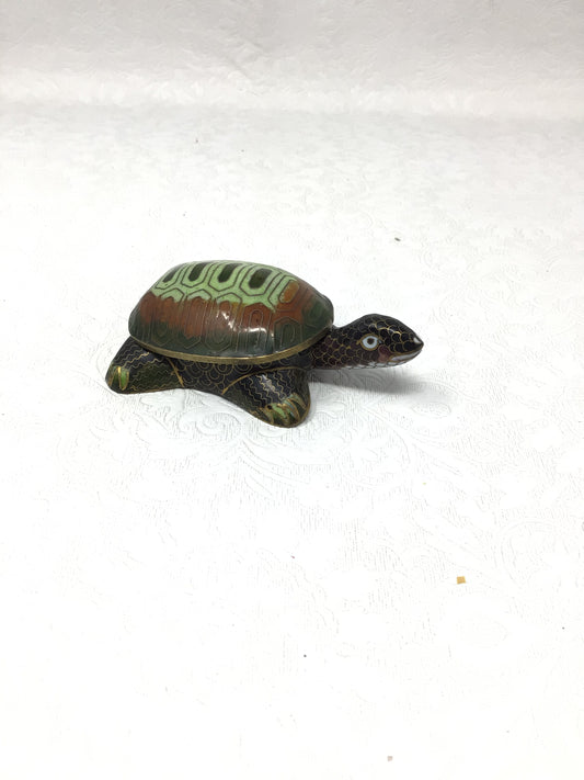 Vintage Chinese Cloisonné Enamel and Brass Turtle