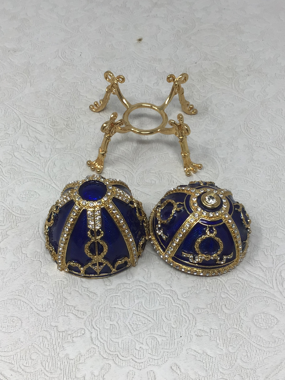 Blue and Gold Fabergé-Style Decorative Trinket Box