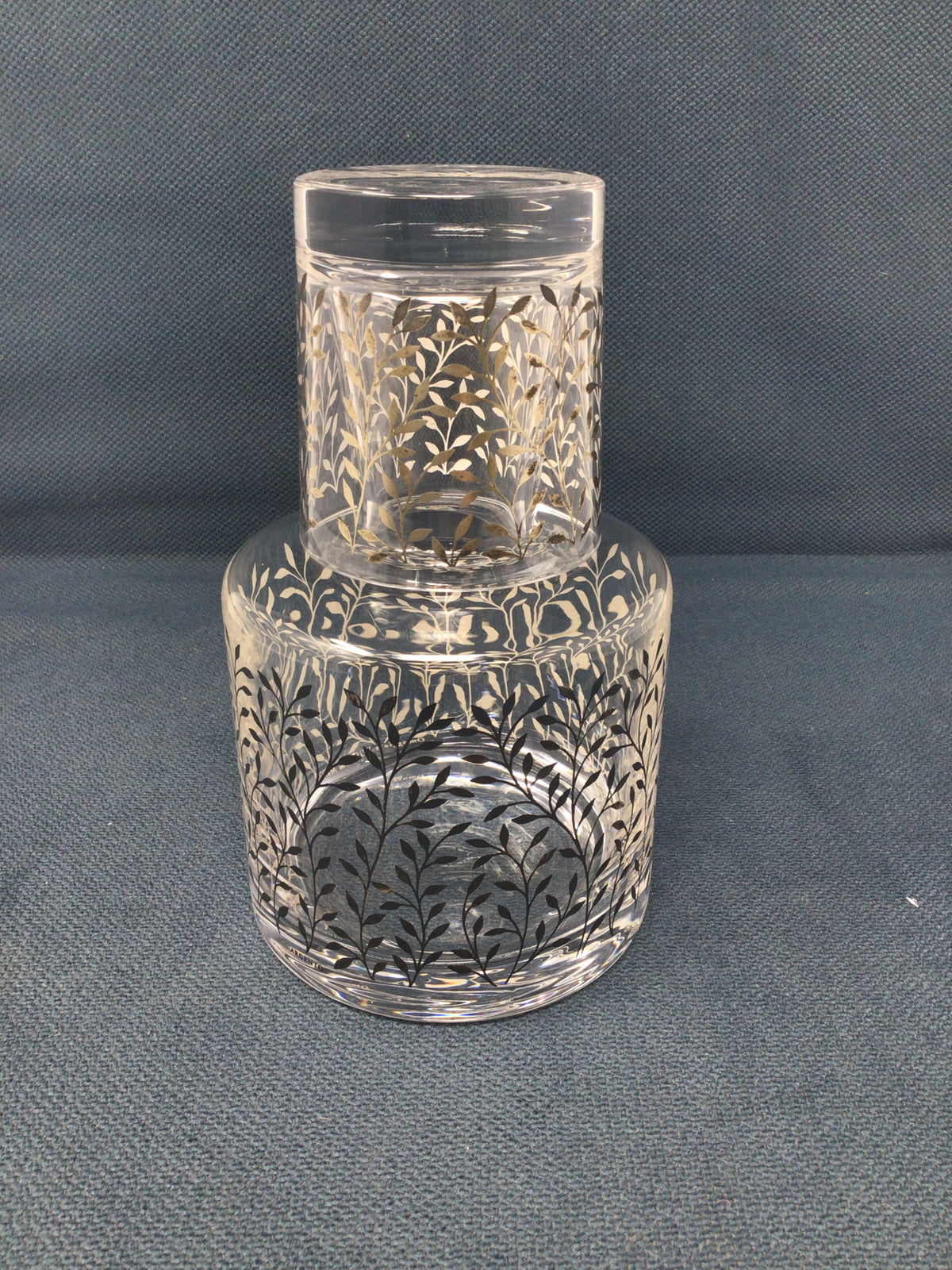 Glass and Pewter Vine Bedside Drink Set
