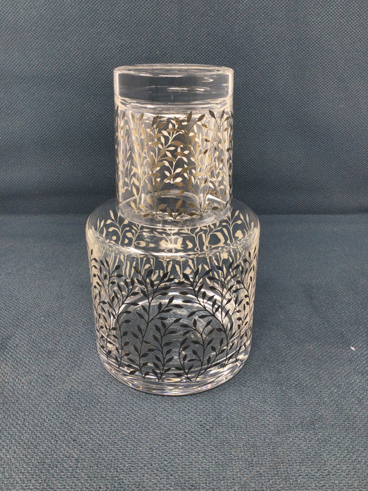 Glass and Pewter Vine Bedside Drink Set