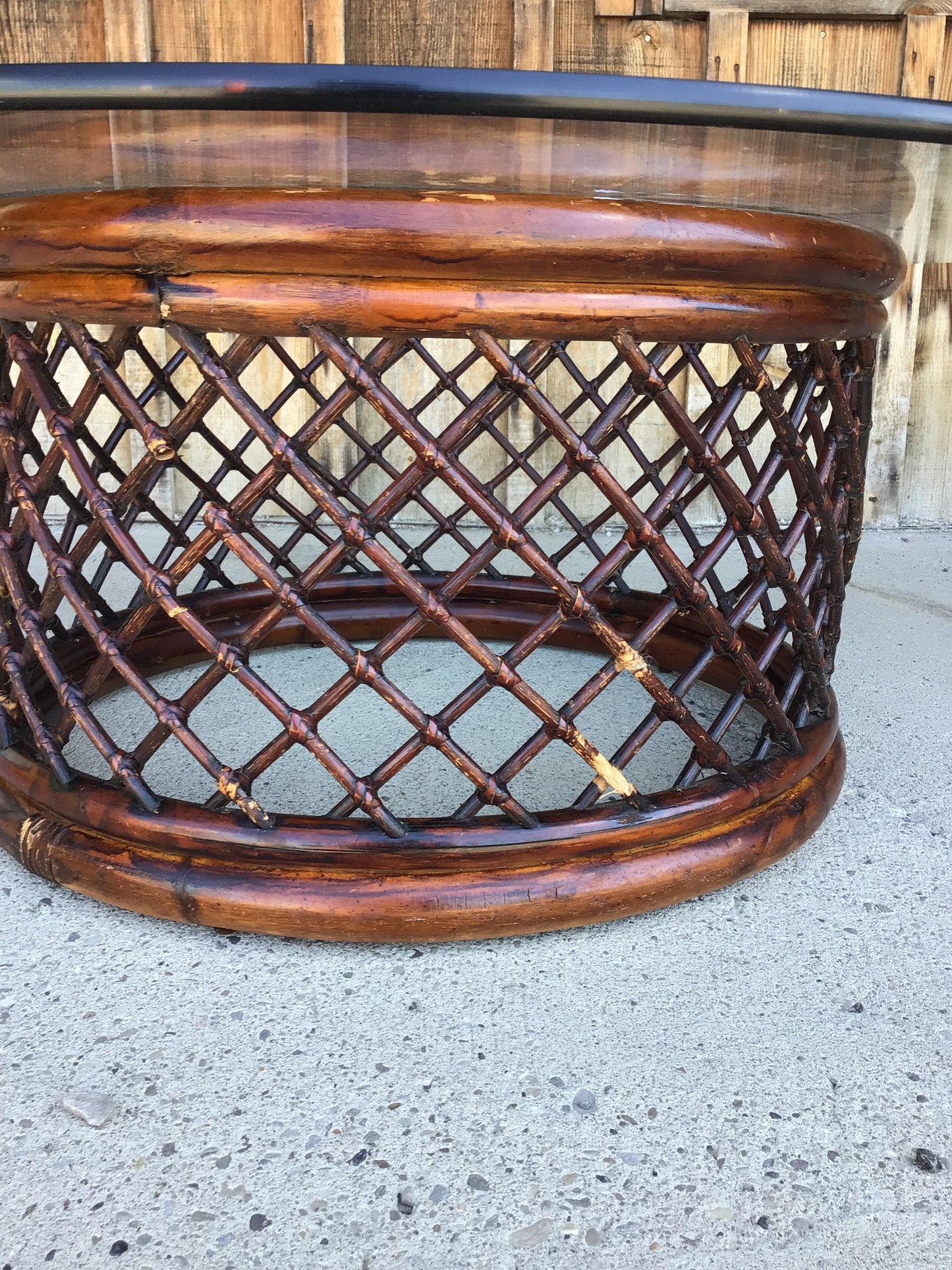 Circular Glass Top Rattan Coffee Table