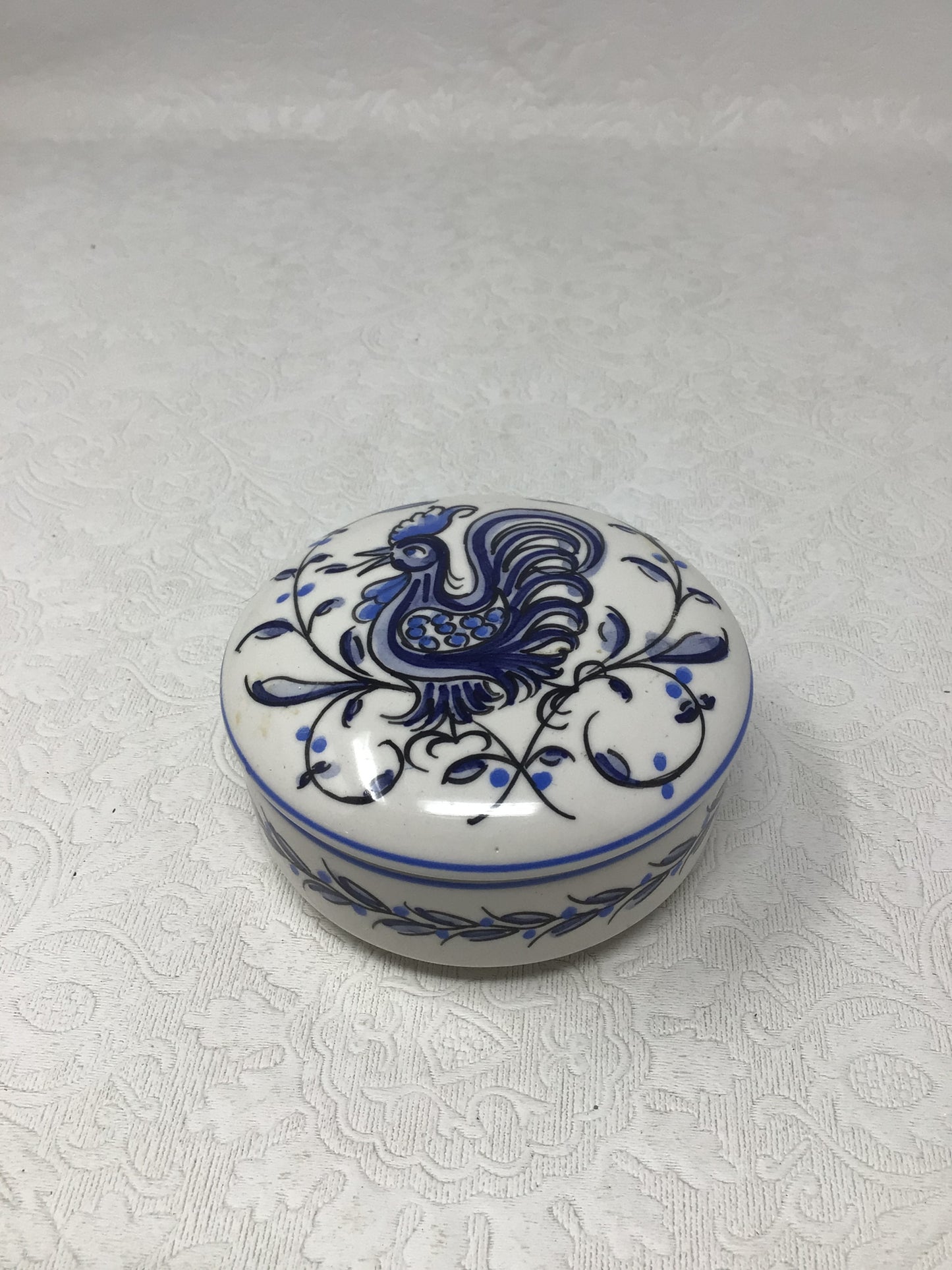 Vintage Anfora Agueda Hand Painted Rooster Trinket Box