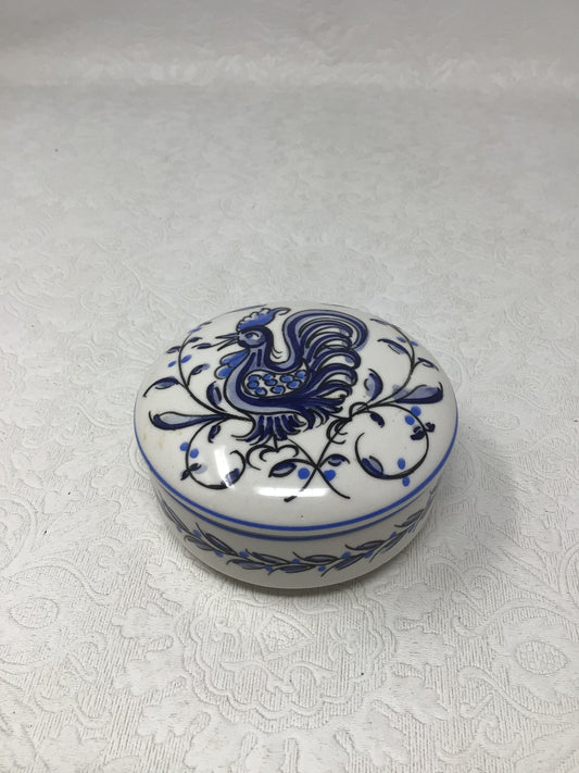 Vintage Anfora Agueda Hand Painted Rooster Trinket Box