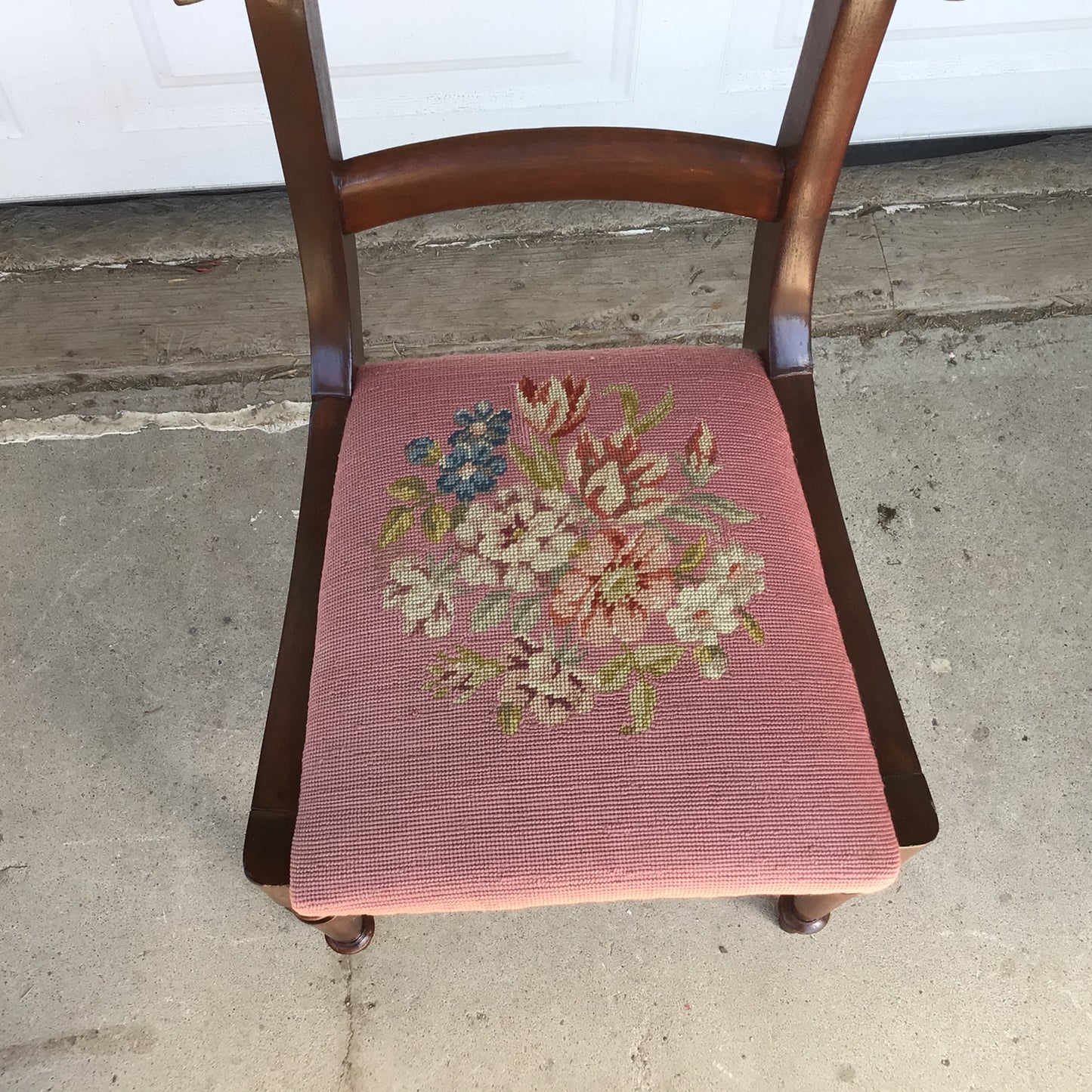 Vintage Pink Needlepoint Chair