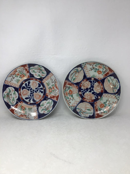 Set of Two Hand Painted Antique 19th Century Imari Chargers