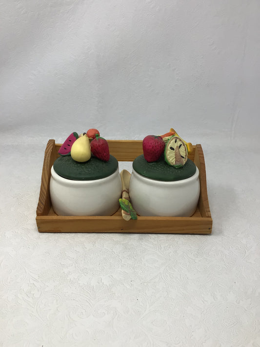 Mud Pie Ceramic Fruit Cream and Sugar Set