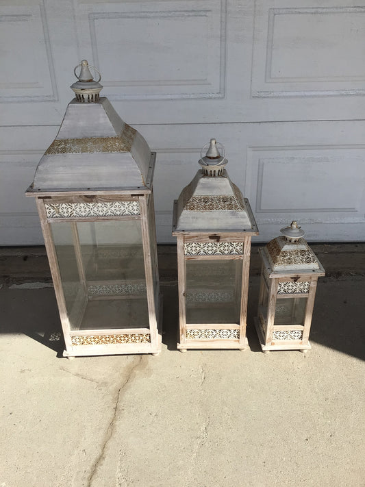 Set of 3 Vintage Style Decorative Candle Lanterns