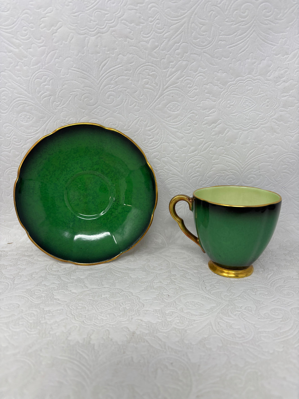 Vintage Carlton Ware "Vert Royale" Set of 4 Teacups