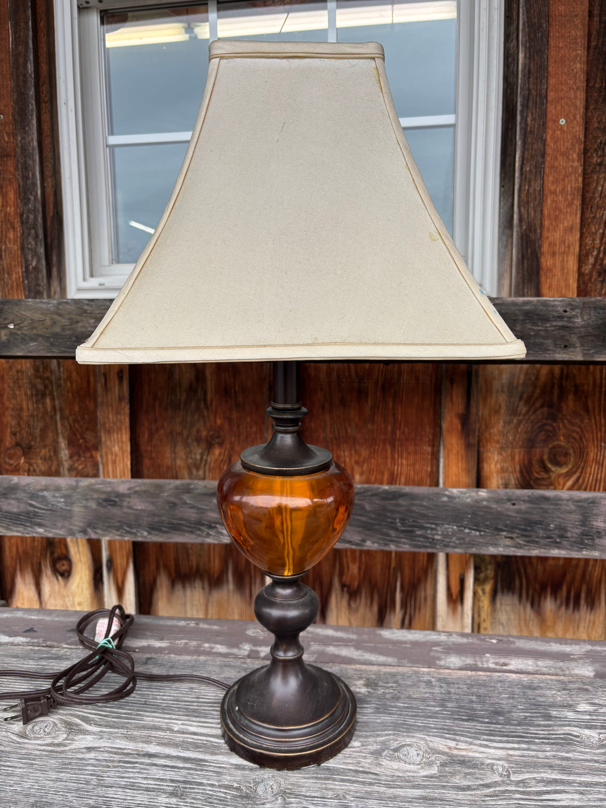 Amber Glass Table Lamp