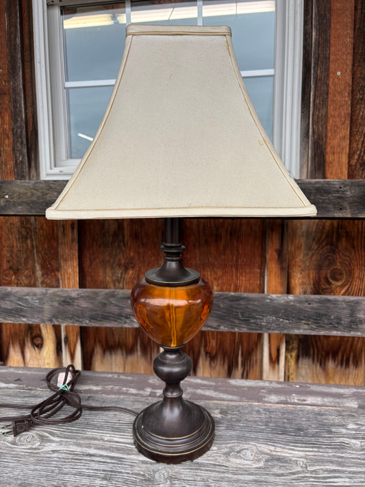 Amber Glass Table Lamp