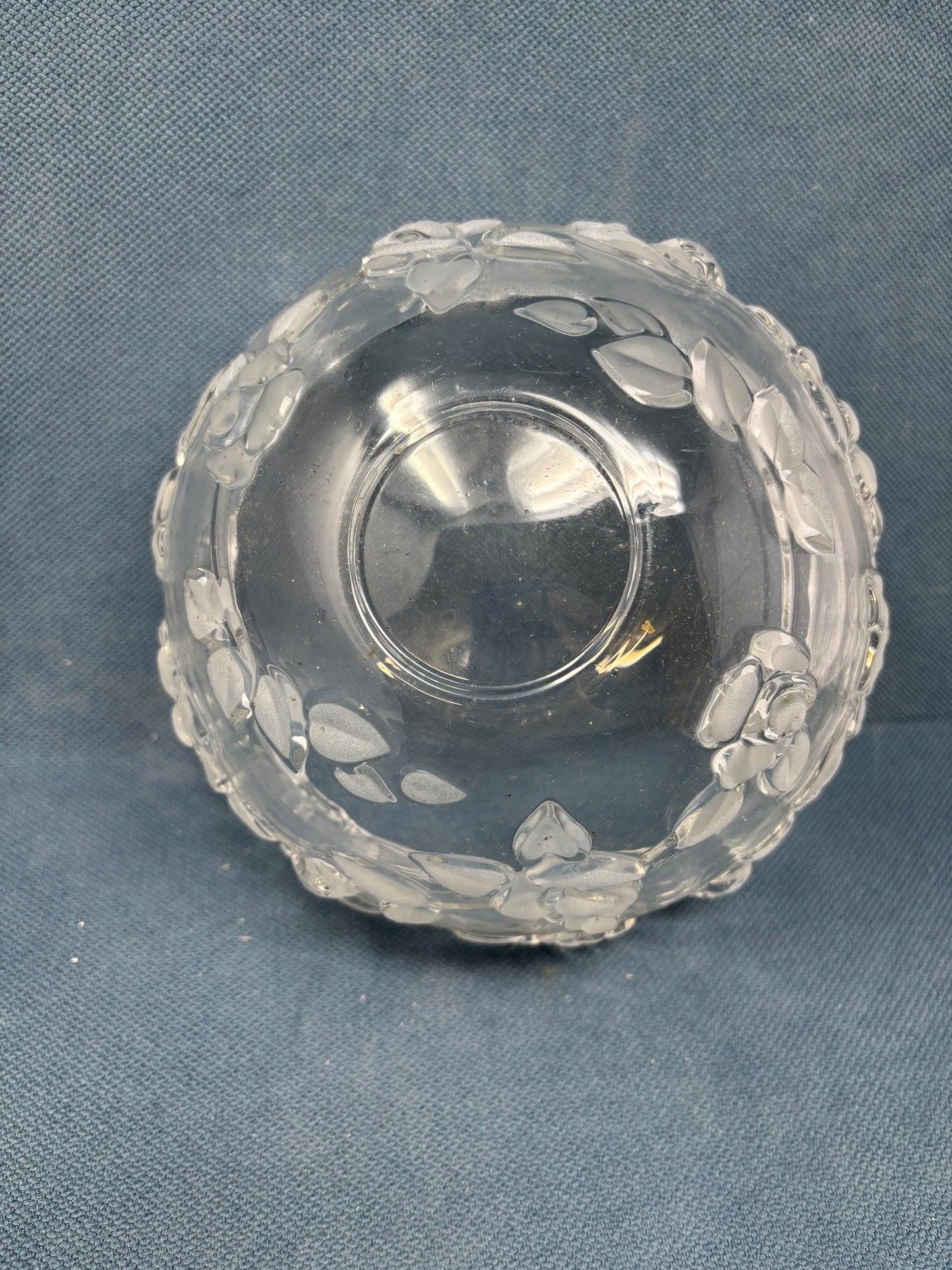 Vintage Walther Glas Carmen Satiniert Floral Crystal Bowl