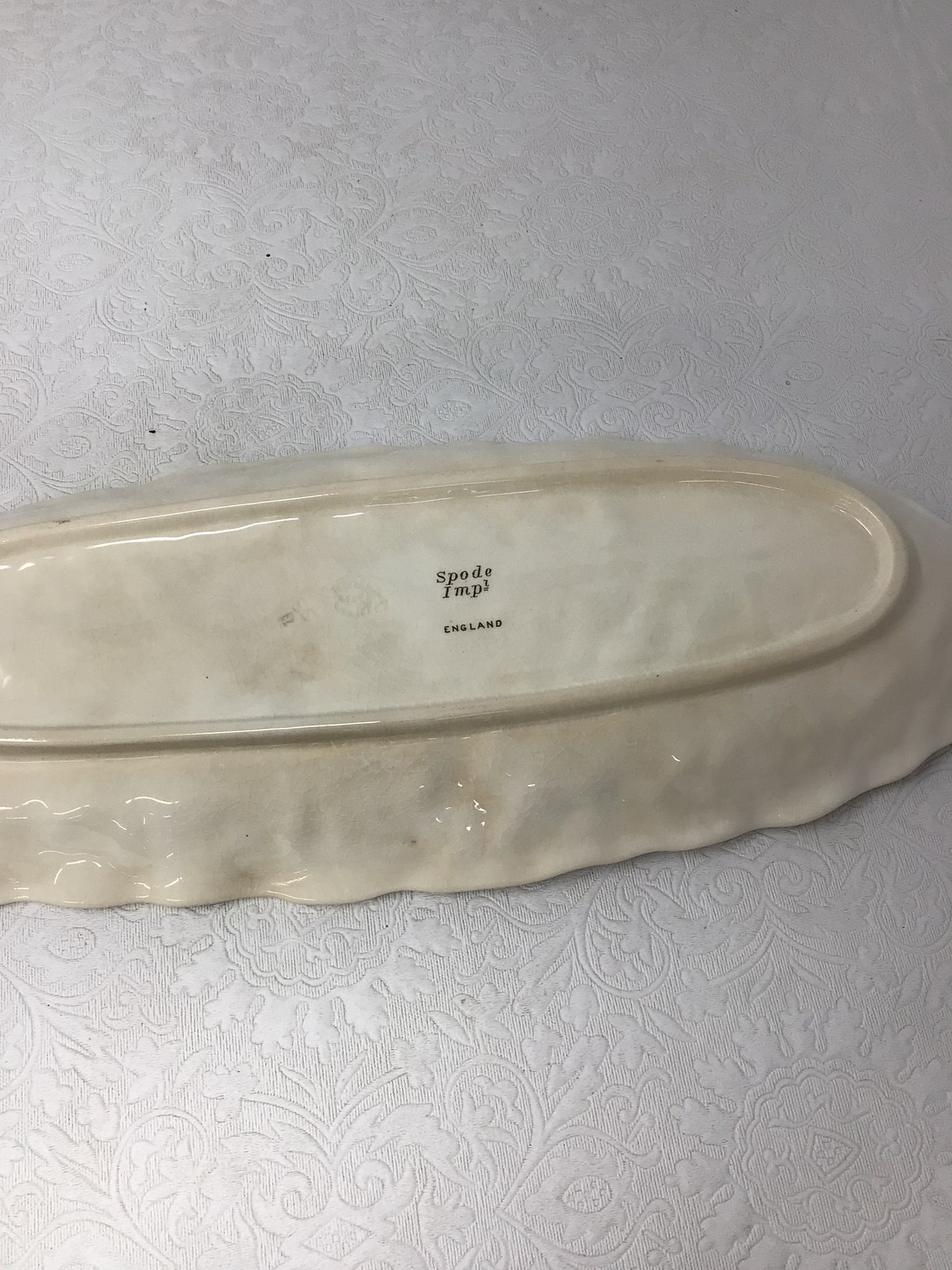 Vintage Spode Imperial Fancies White Porcelain Leaf Relish Platter
