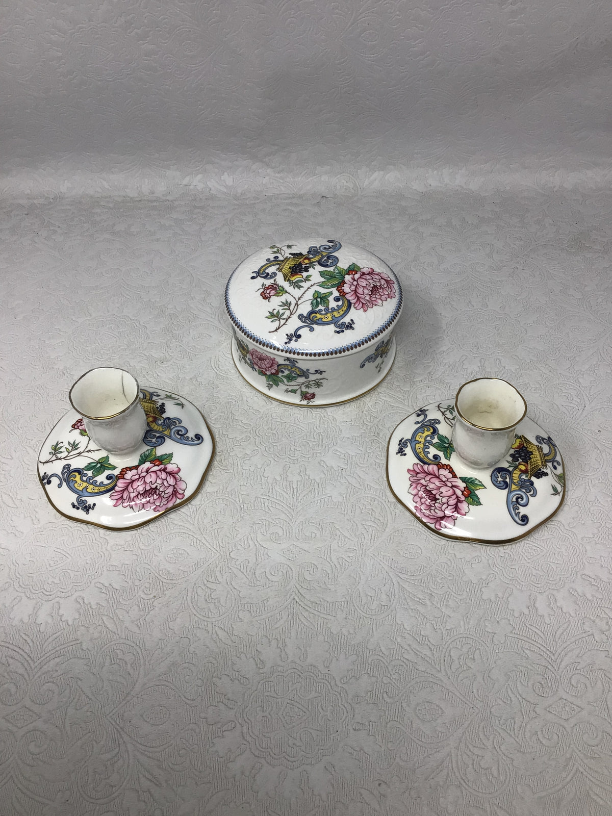 Chelsea Manor Trinket Box and 2 Candlestick Set