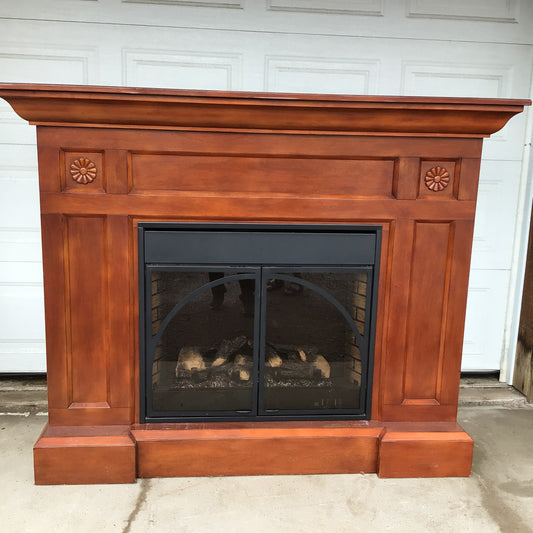 Electric Fireplace with Solid Wood Mantle.