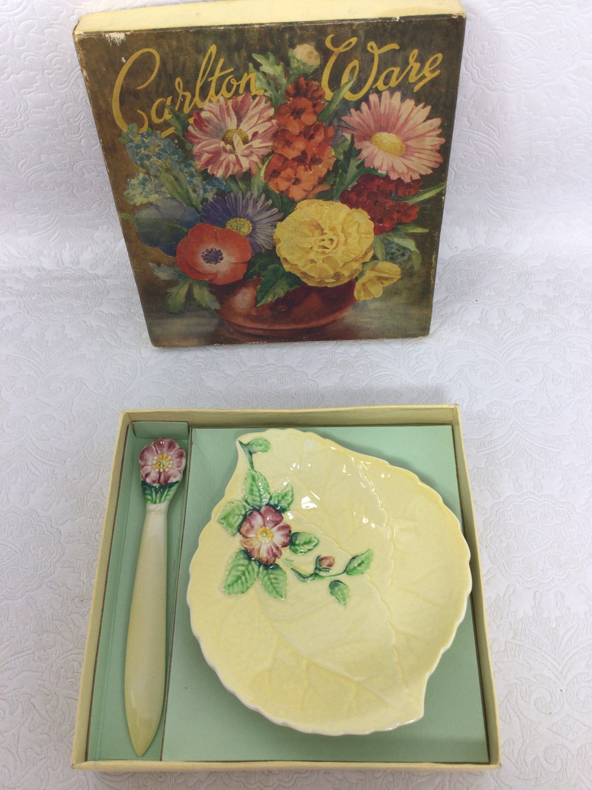 Carlton Ware Leaf Shaped Dish & Spoon
