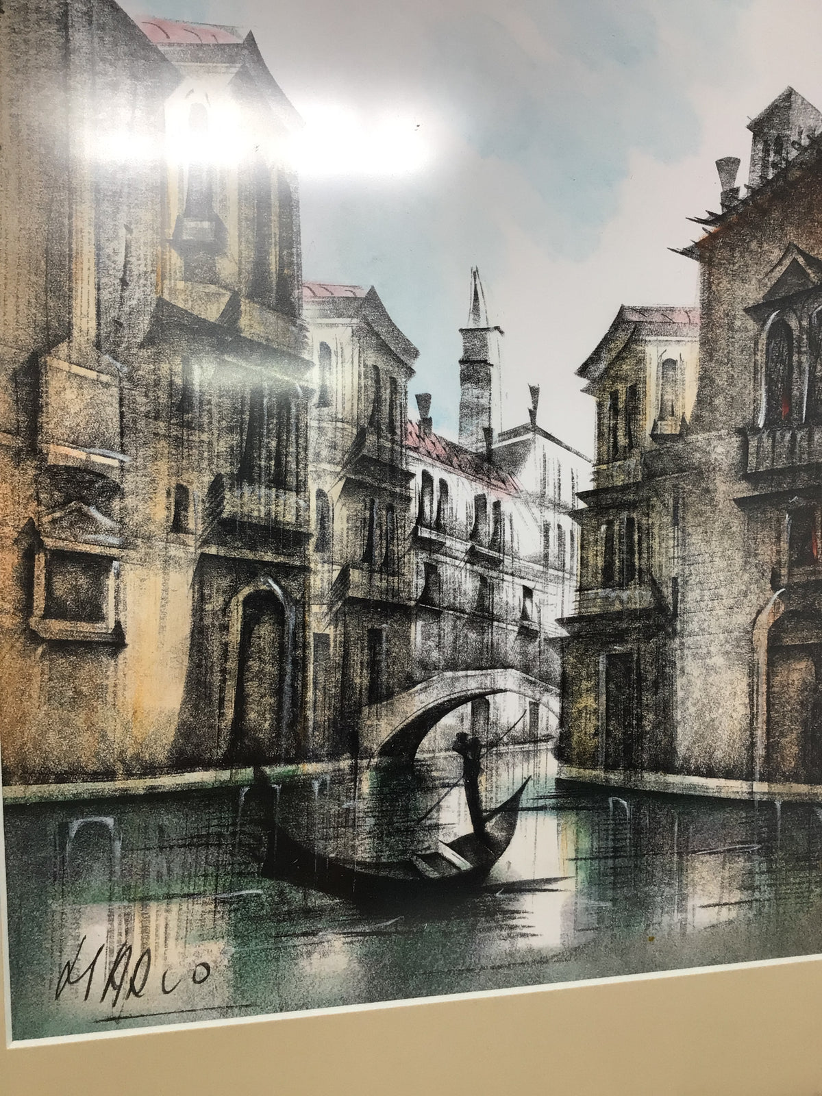 Framed and Matted Print “The Venice Canal”