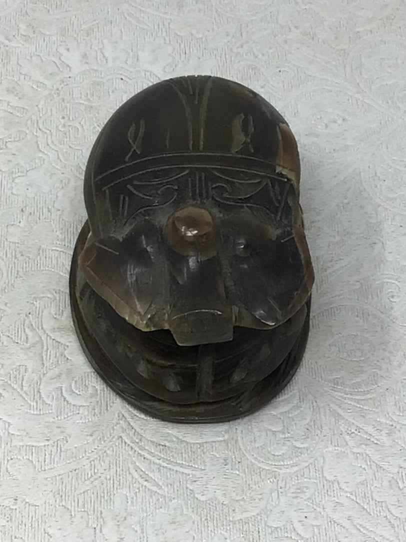 Vintage Egyptian Hand-Carved Horn Scarab Beetle