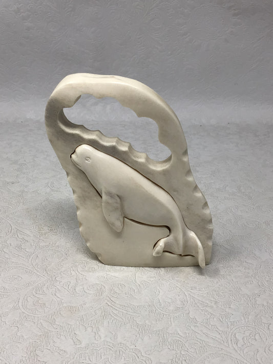 Decorative Stone Beluga Whale Sculpture