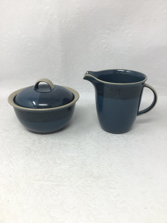 MISKA Villagio Blue Creamer and Sugar