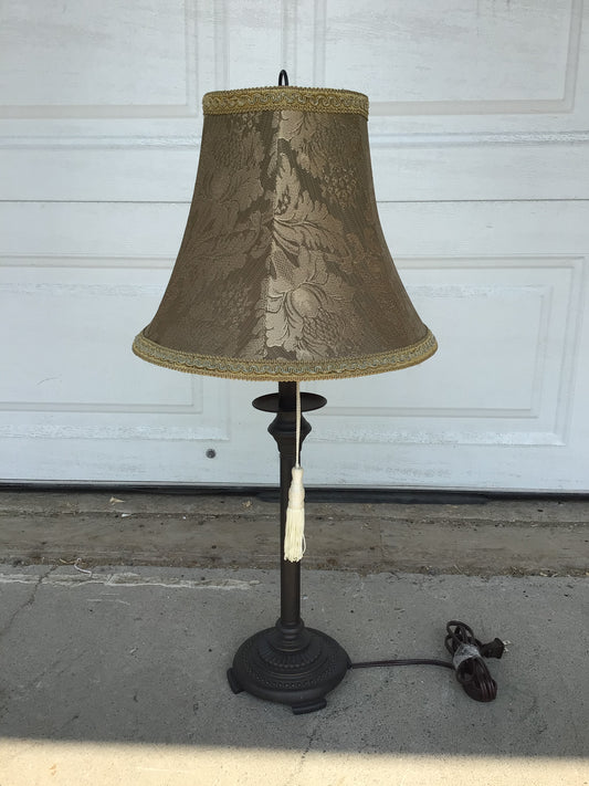 Metal Tassel Lamp with Olive Green Shade