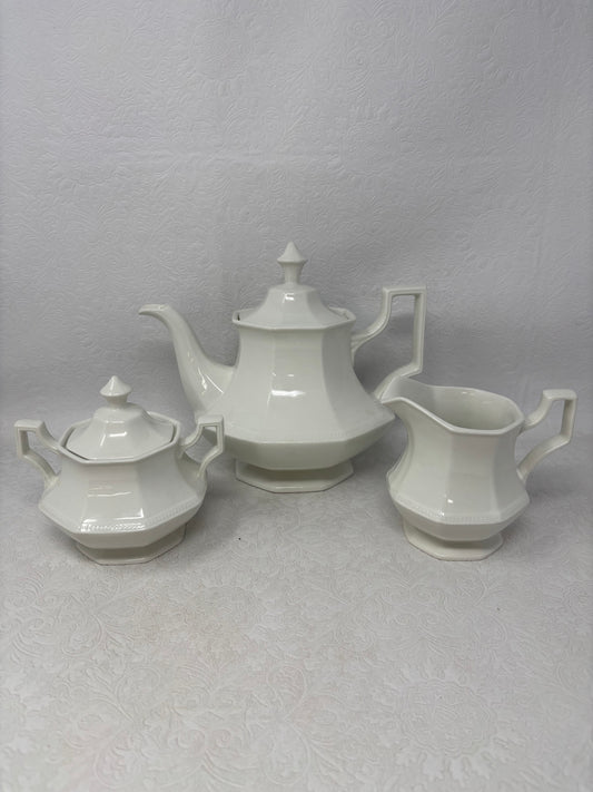 Vintage Johnson Brothers Heritage White Porcelain Set of 3