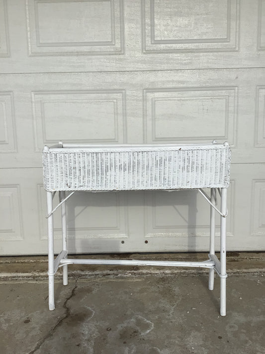 White Wicker Plant Stand