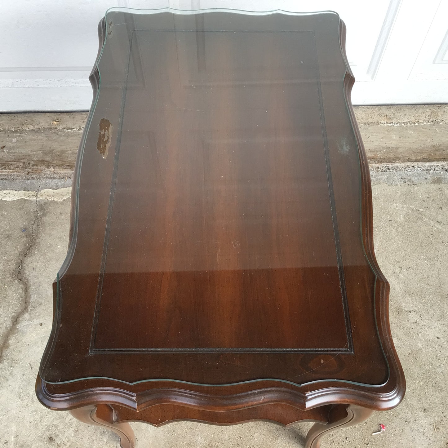 Glass Topped Solid Wood Dark End Table