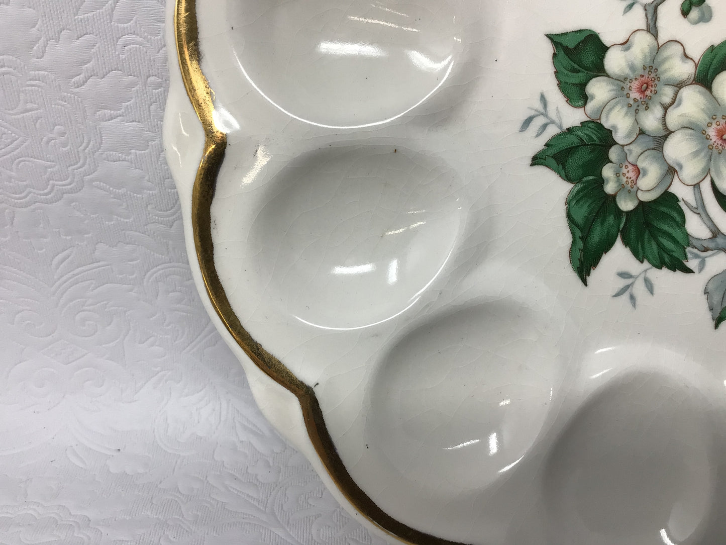 Vintage 22K Gold Edged Devilled Egg Platter