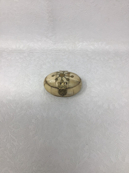 Oval Brass and Bone Trinket Box