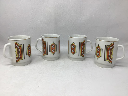 Set of Four Retro Mugs