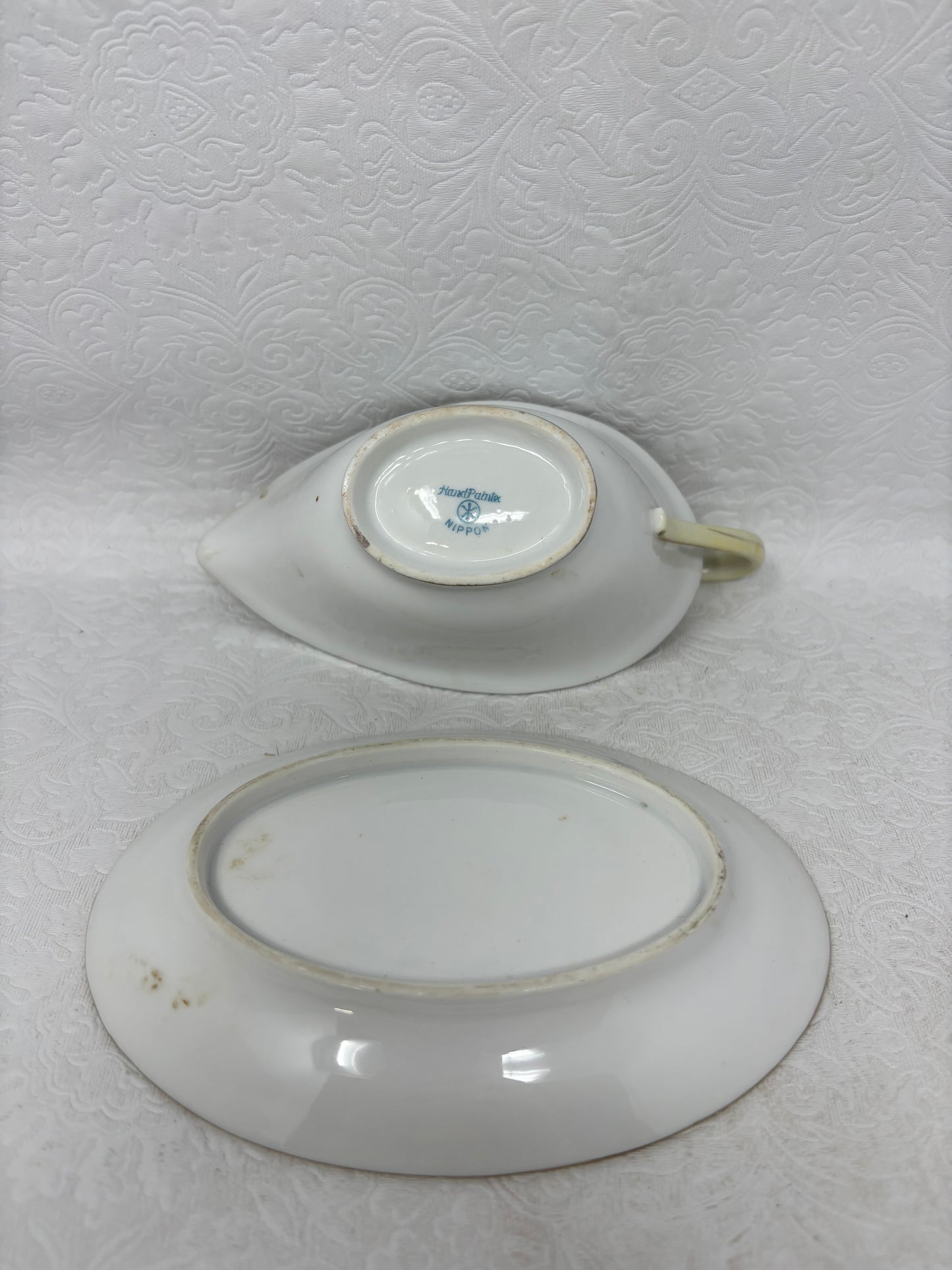 Vintage Nippon Hand Painted Floral Gravy Boat