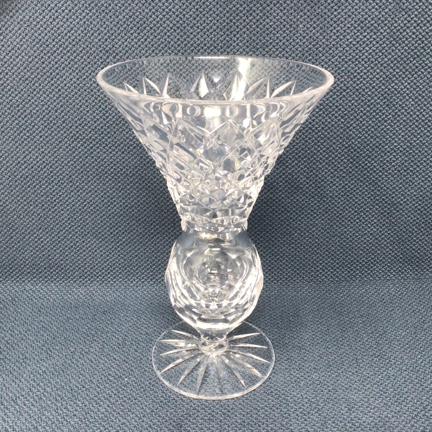 Set Of Two Tyrone Cut Crystal "Thistle" Vases