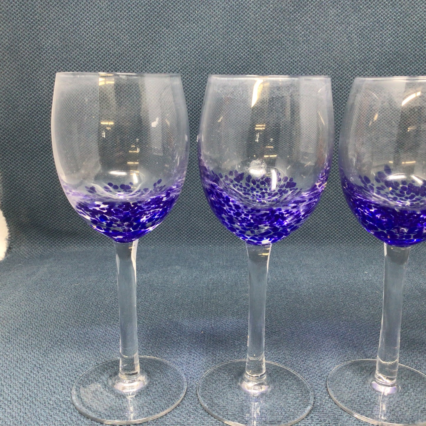 Set Of Seven Colourful Dot Wine Glasses