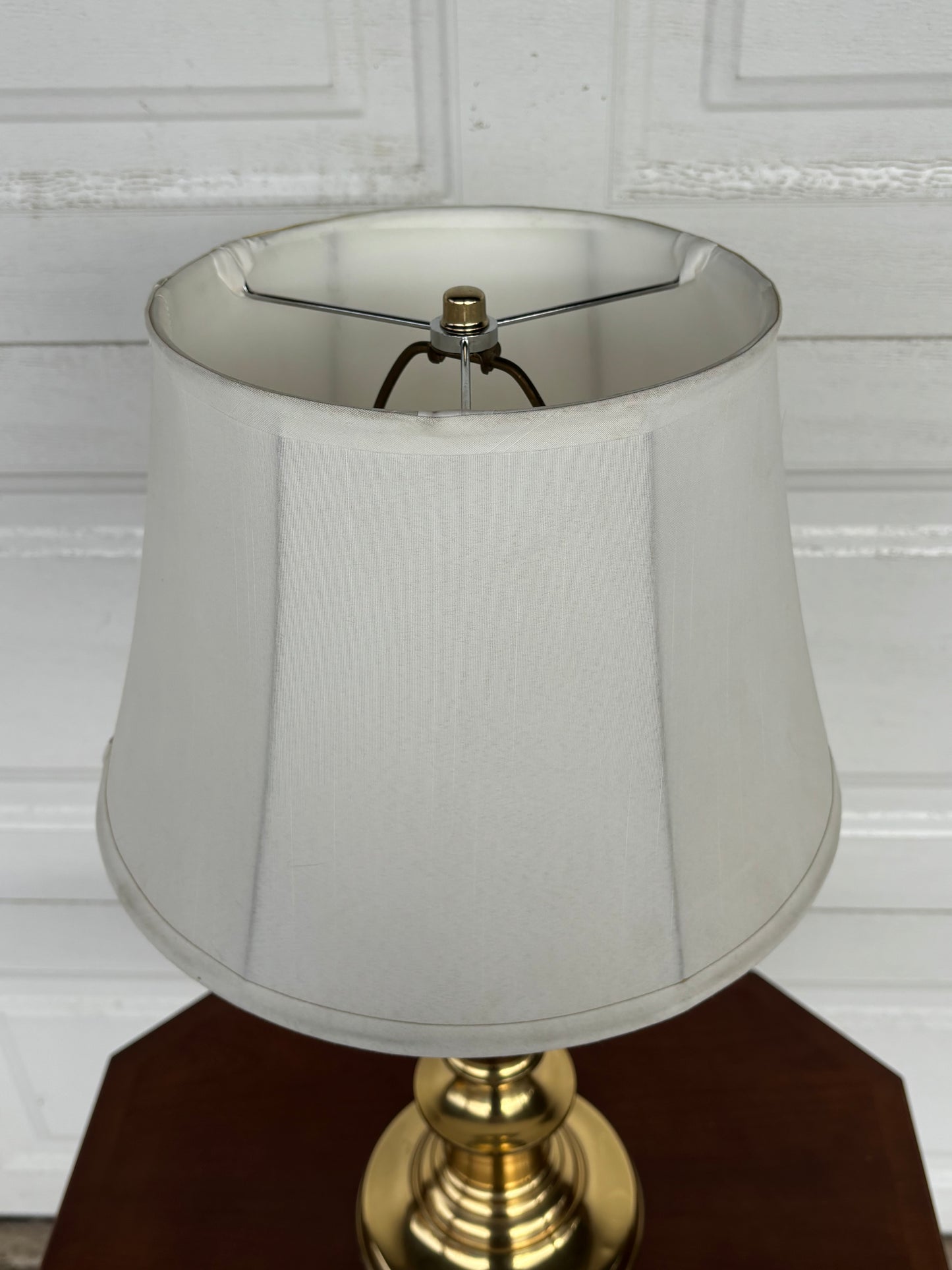 Vintage Stiffel Style Gold Lamp With White Shade