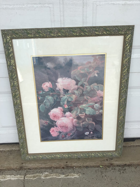 Framed Vintage-style Floral Art Print