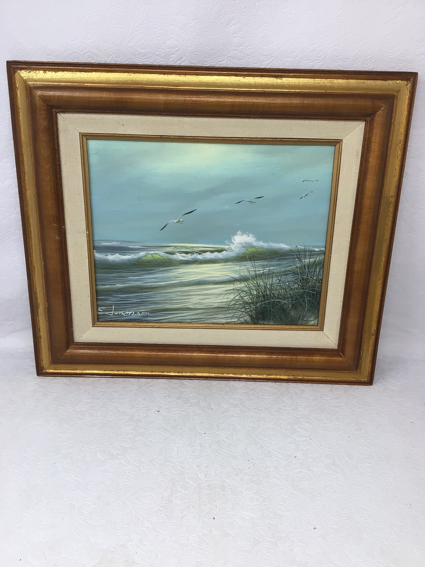 Set of 2 Seascape Framed Oil Paintings