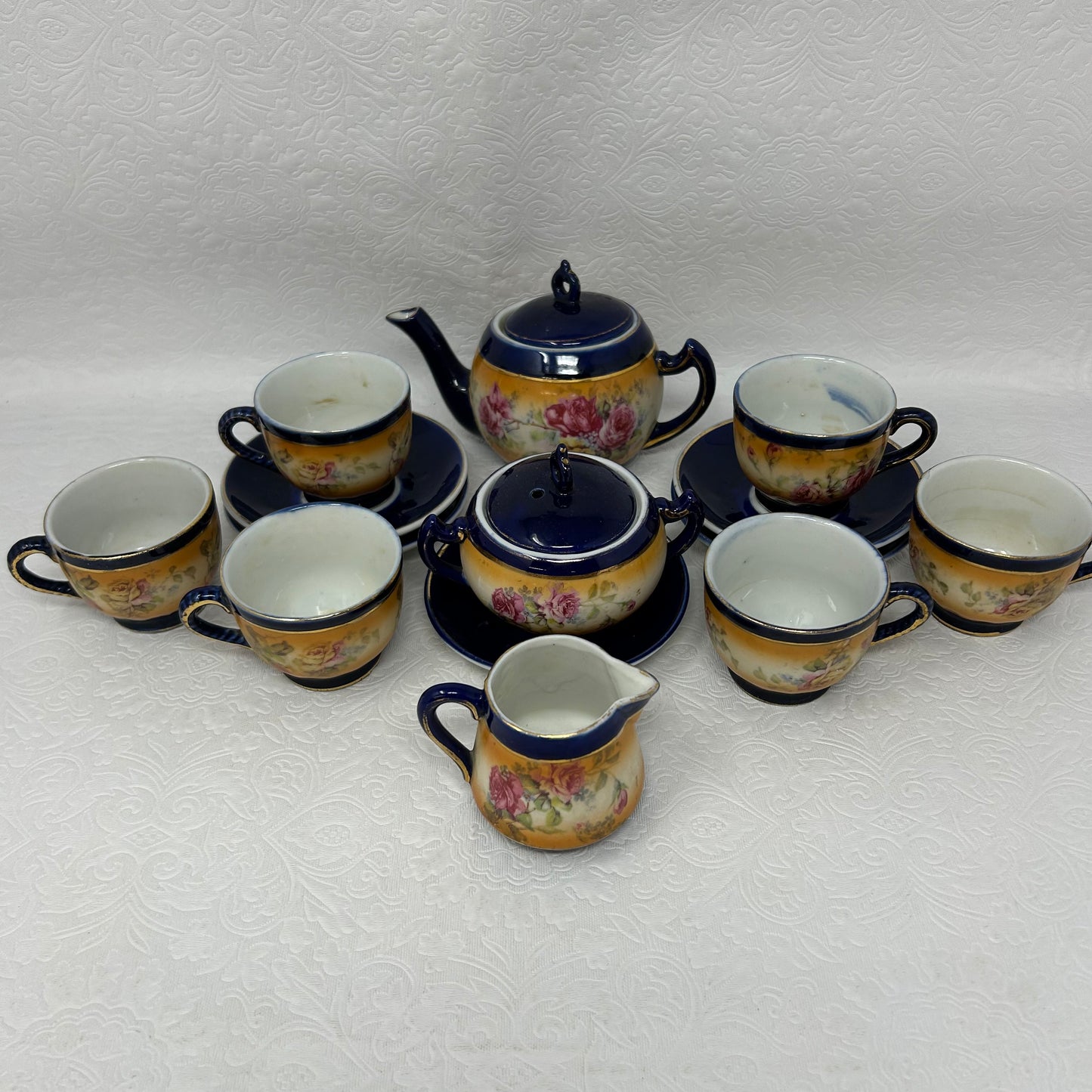 Vintage Multicolour Floral Tea Set of 14