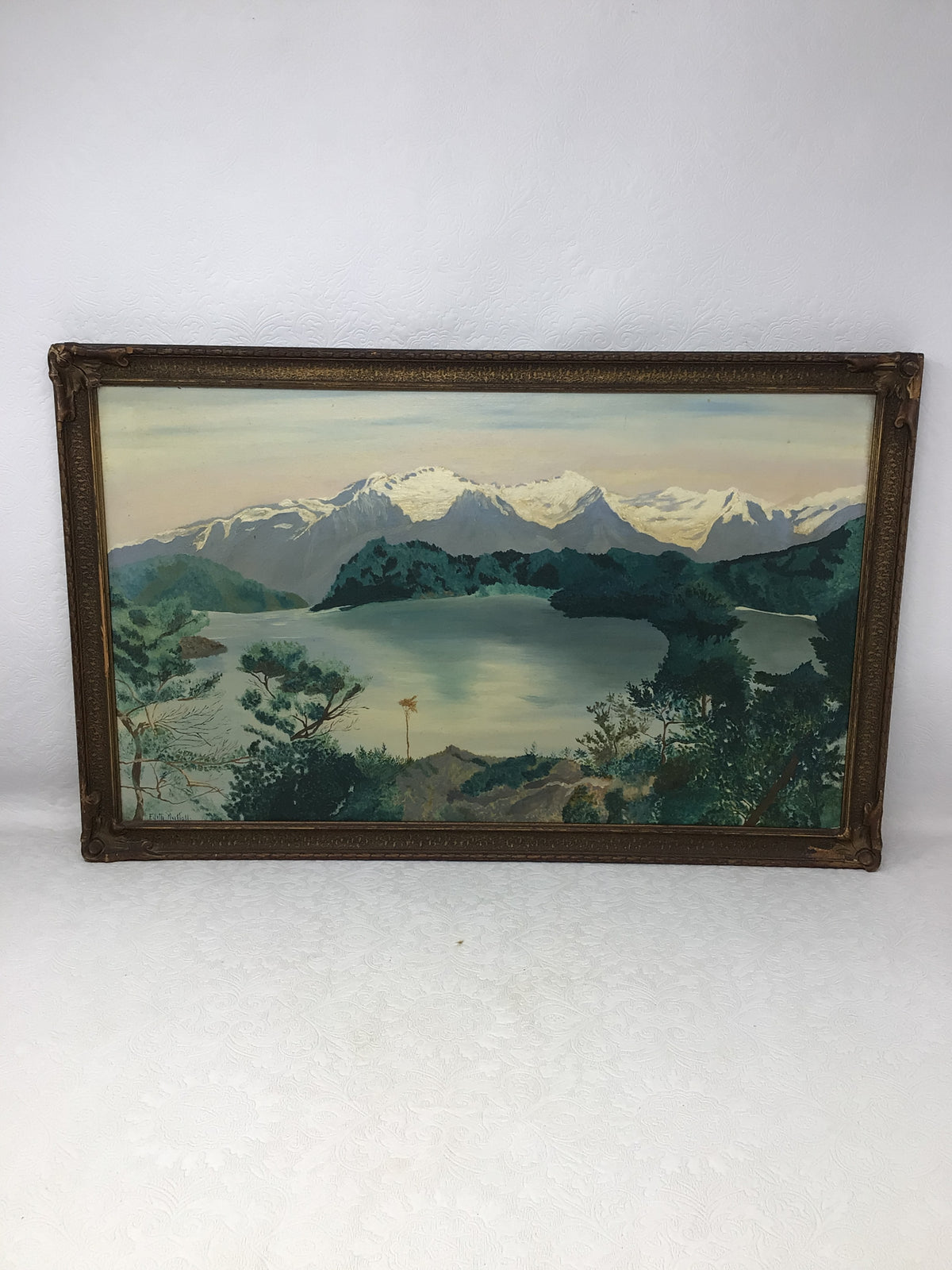Vintage Landscape Painting by Edith Muttal