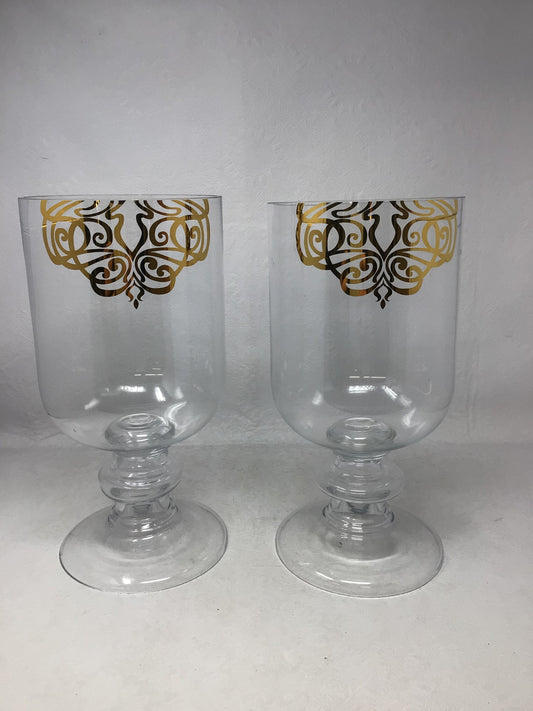 Two Glass Vases with Gold Detail