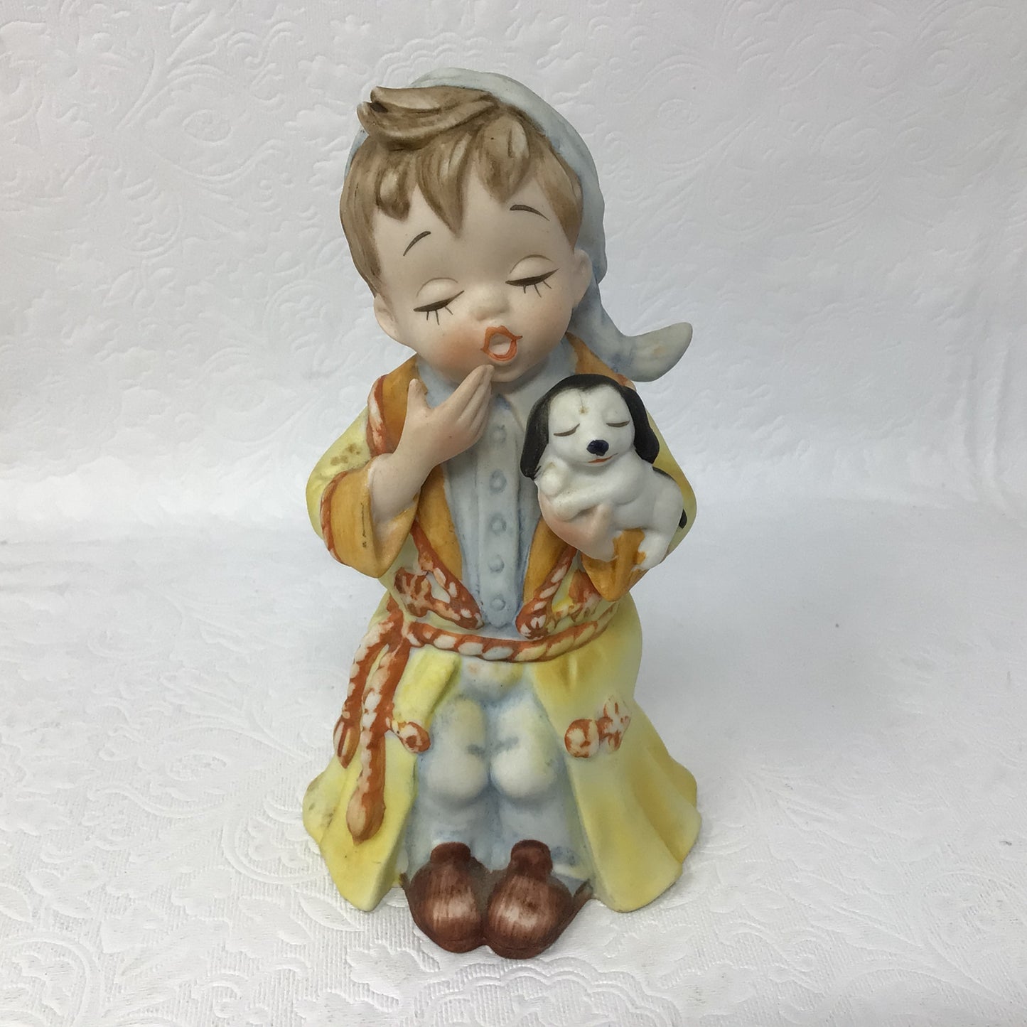 Vintage L’amour Figurine - Sleepy Boy Holding Dog