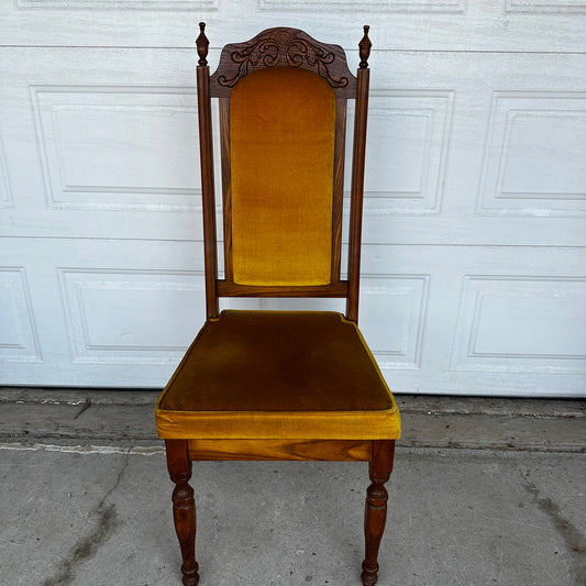 Vintage Yellow Cushioned Chair Without Arms