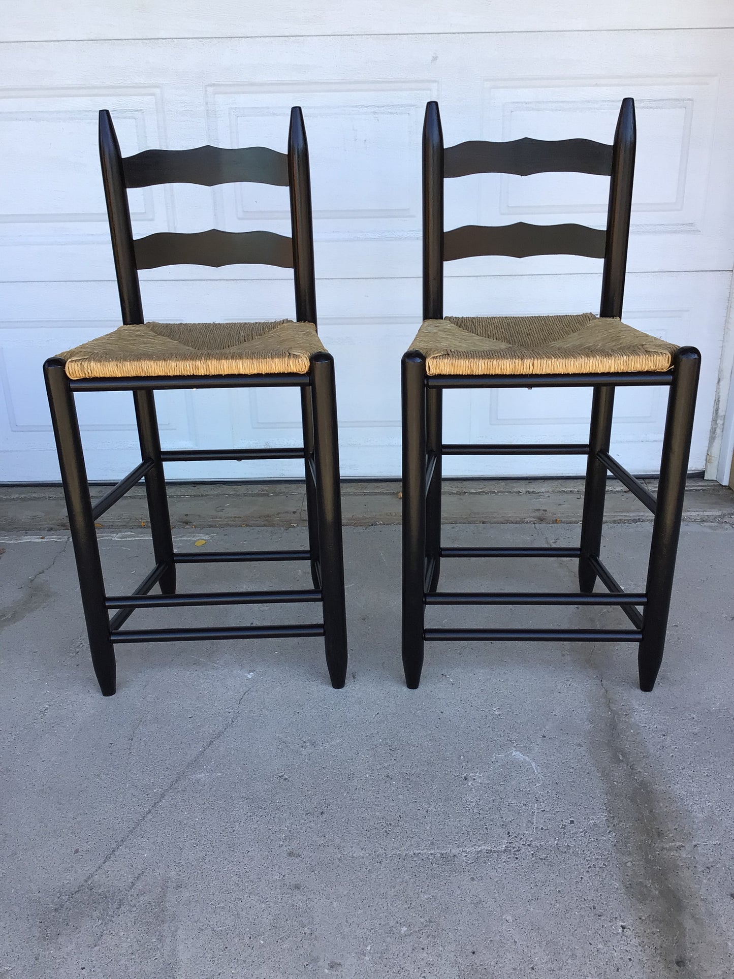 Set of 2 Black Ladderback Bar Stools