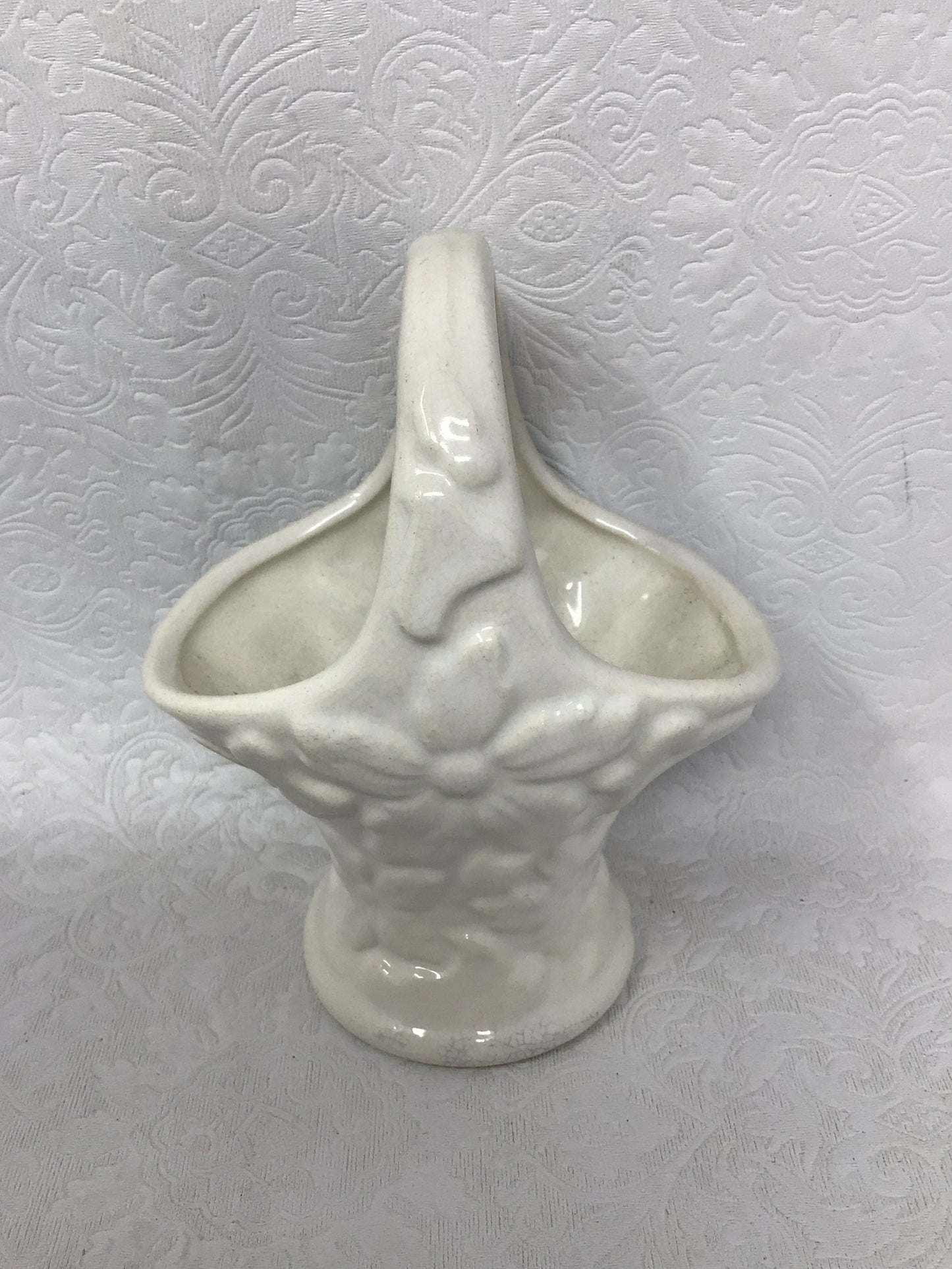 Small White Ceramic Flower Basket
